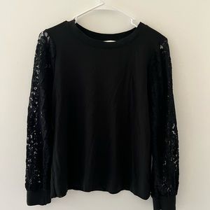 black long sleeve lace top